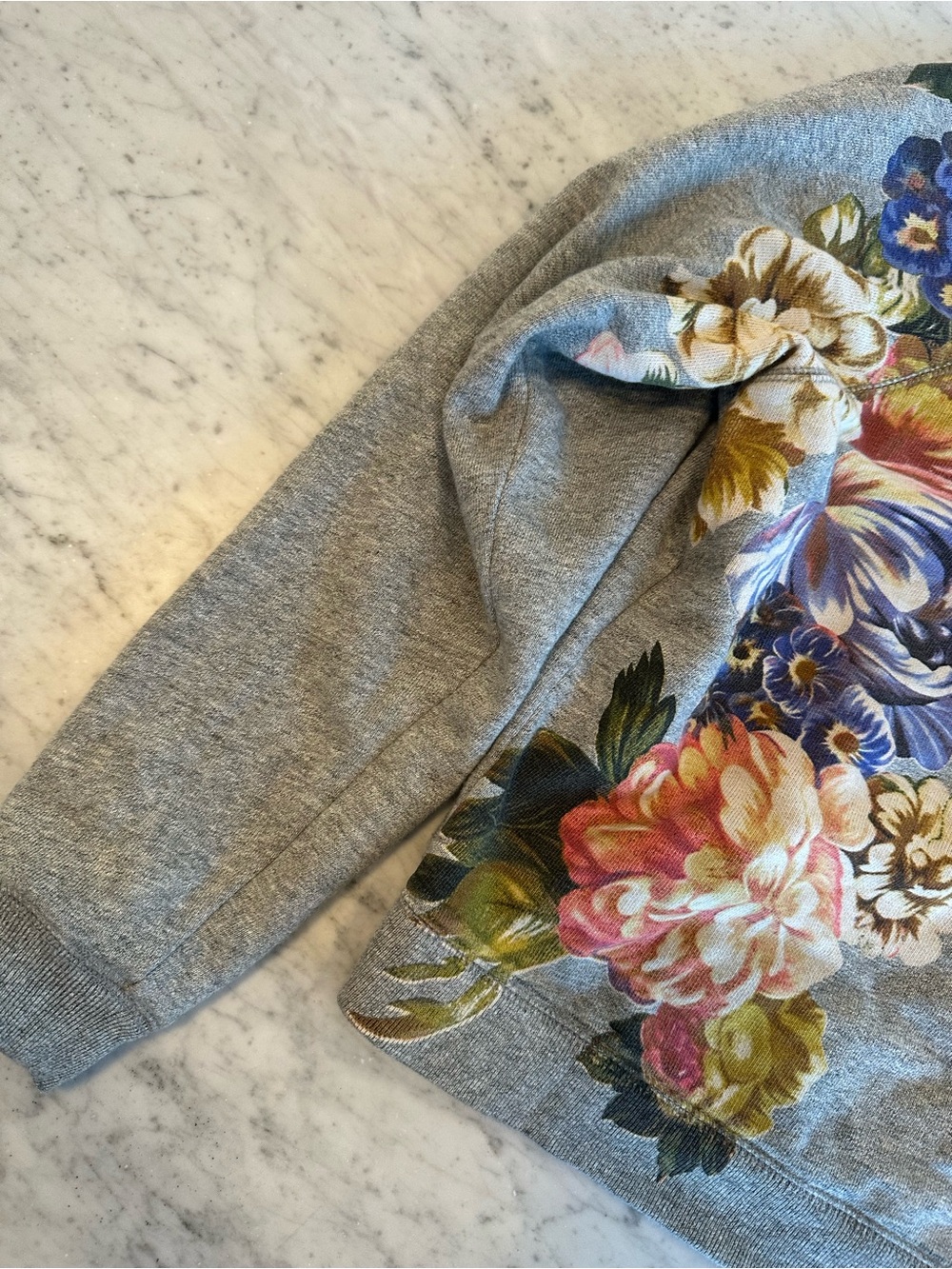 J. Crew Gray Floral Crewneck Sweatshirt with Multicolor Bloom - Picture 3 of 4